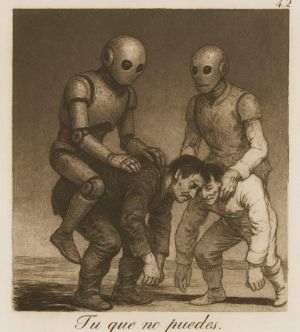 Ilustraţie de MAKE, după Francisco Goya, "Tu que no puedes" (Tu, cel care nu poti).